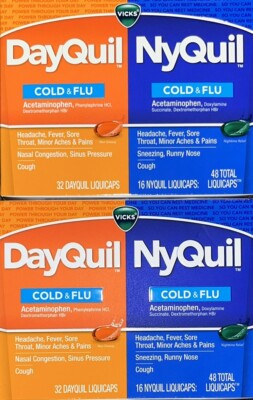 *96 LIQUICAPS* Vicks DayQuil NyQuil Cold & Flu Exp 6/26 FAST FREE SHIP