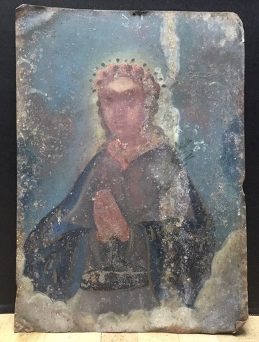 Antigua pintura al óleo Retablo ¿Alma de María? *Refugio infantil de ganancias - Imagen 7 de 8