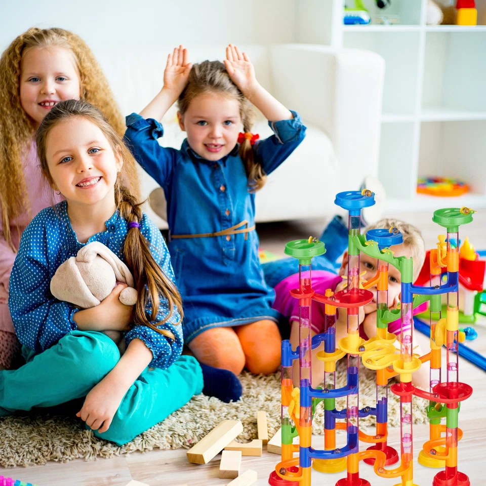 Kugelbahn Murmelbahn Konstruktionsbahn bunt 120 Teile Kugelbahn Spielzeug - Bild 3 von 4