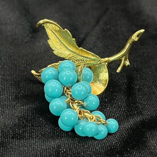 Marcel Boucher signed and numbered Turquoise Grape Cluster Brooch -Vintage-