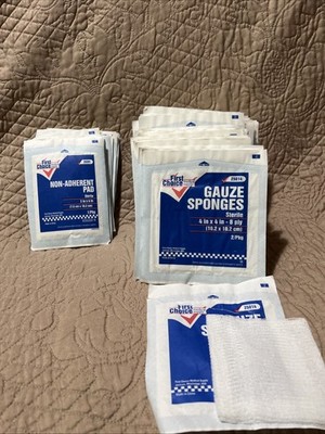 First Choice 56 Gauze Sponges Sterile 4 x4  And 18 Non Adherent Pad 3 x4 