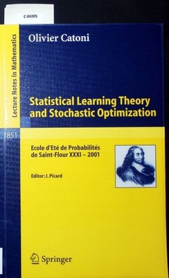 Statistical Learning Theory and Stochastic Optimization.
