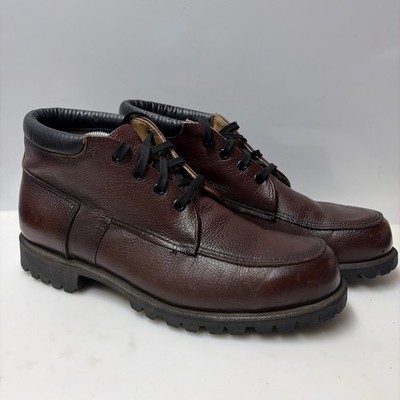 Vintage Eddie Bauer Brown Leather Moc Toe Boots 80s/90s Mens 9.5 Vibram Sole