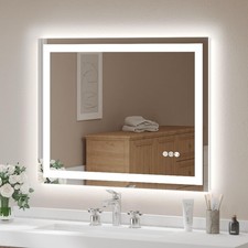 40x32"LED Bathroom Mirror, Tempered Glass Backlit Anti-Fog Lighted Vanity Mirror
