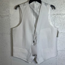 Bar III Men's Slim-Fit White 100 Linen Suit Vest white Large 115