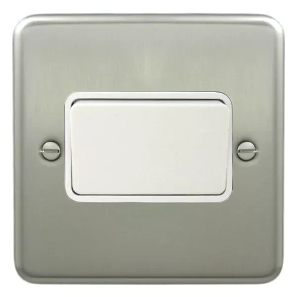 Deta Fan Isolator Switch TP Satin Chrome / White Insert 1949SCW X1 Boxed