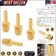 4-Piece Heavy-Duty Brass Hose Barb Fittings - 3/16" to 1/8" NPT Quick Connect
