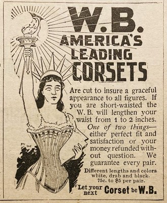 1896 AD.(PC7)~W.B. CORSET CO. NYC. W.B. AMERICA S LEADING CORSETS