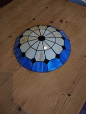 Art Deco Tiffany Style Glass Ceiling Light Shade Blue Cream