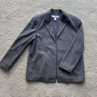 Valerie Stevens Petites Wool Cashmere Blazer Jacket Gray Size 8P Womens
