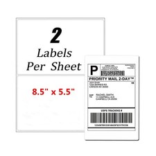50 Half Sheet Address Shipping Labels 8.5"x5.5" Matte Blank Labels Self Adhesive