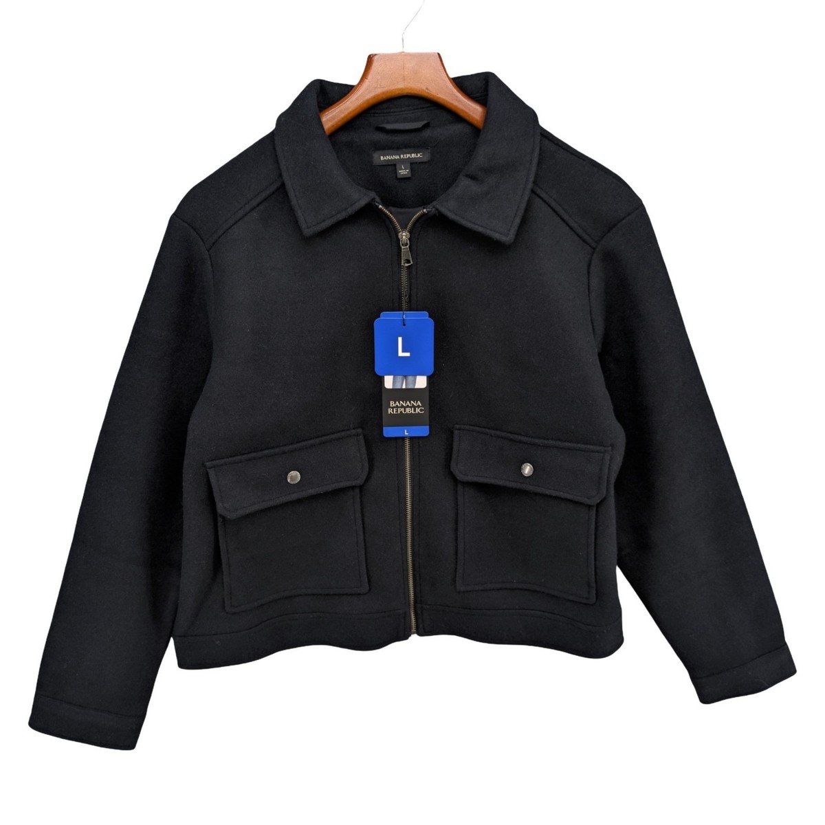 Banana Republic Jacket Womens Black Brushed Fabric Full Zip Front