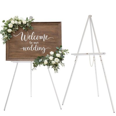 63'' Wooden Easel Stand for Sign, Dual-use Adjustable Height, Wood Floor Displ...