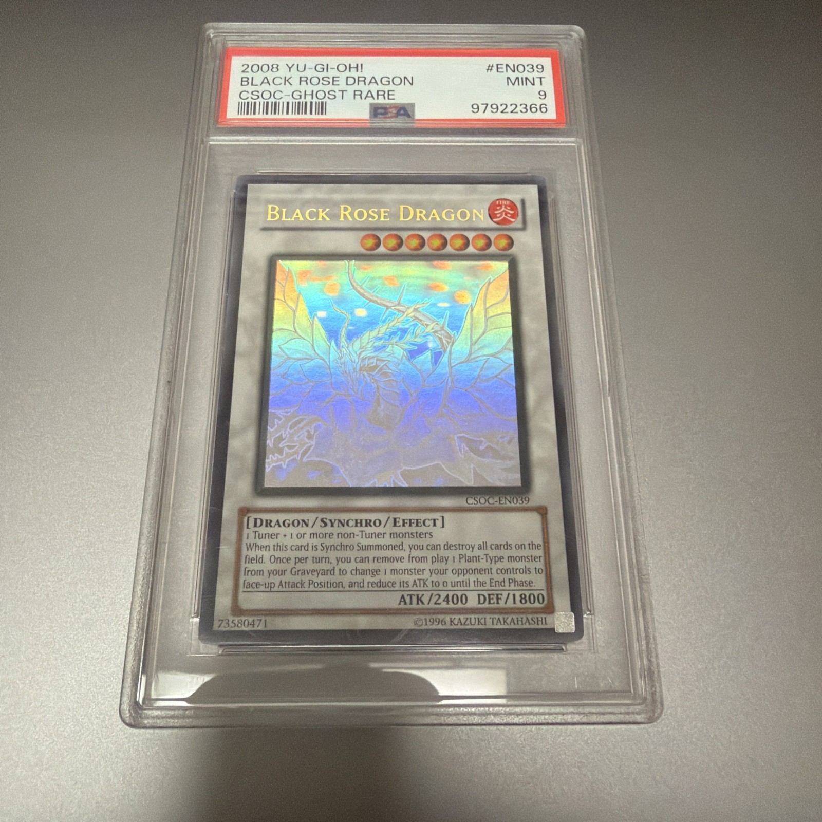 PSA 9 Black Rose Dragon CSOC Ghost Rare Unlimited Graded Yugioh view 1