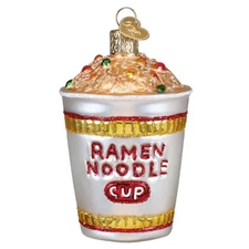 Old World Christmas RAMEN NOODLE CUP (32712) Glass Ornament w/ OWC Box