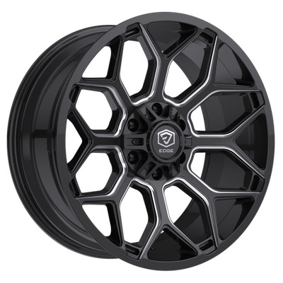 20'' Edge Off Road 302BM Gloss Black Milled Accent Wheel 20x9 6x135 6x5.5 0mm Rim