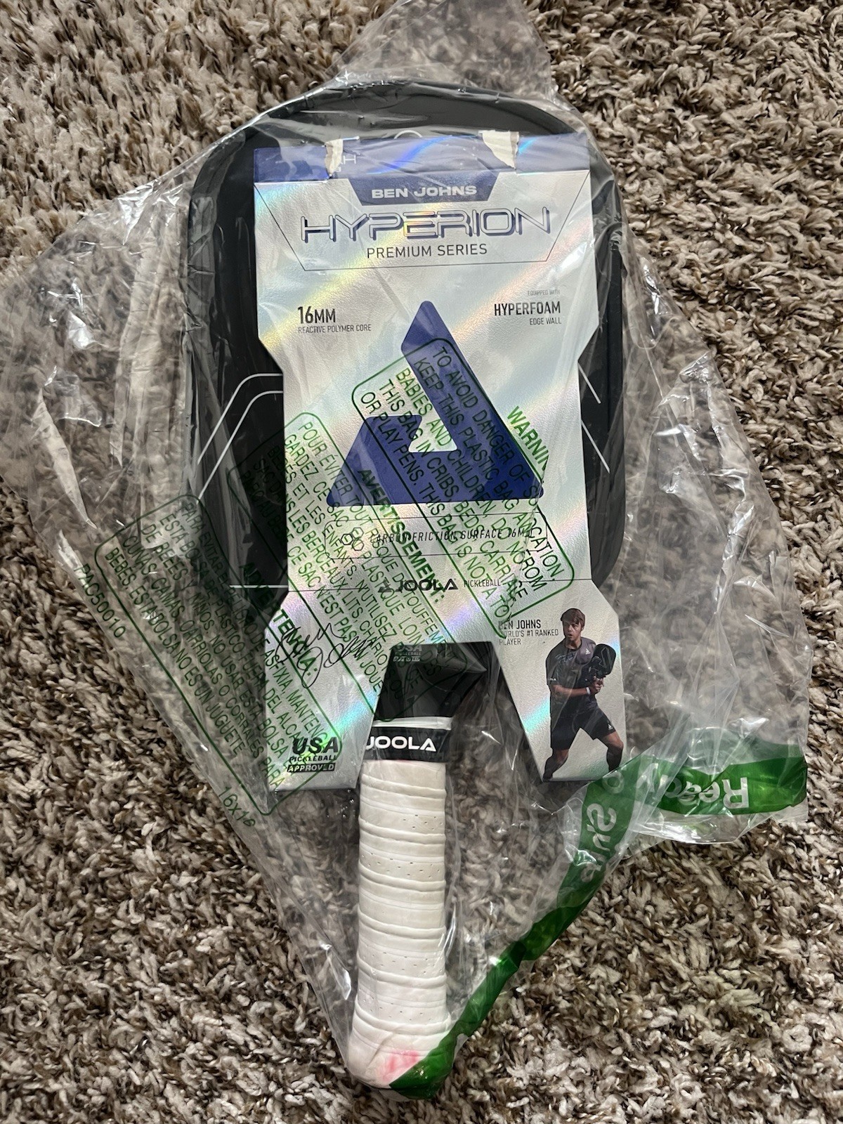 Joola Ben Johns Hyperion CFS 16 mm Pickleball Paddle Power Carbon Grip - Black