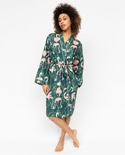 Cyberjammies Dressing Gown Womens Ivy Flamingo Print Short Robe Size 10 0711