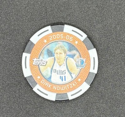 Dirk Nowitzki 2005-06 Topps Collector Poker Chip WHITE-BLACK Dallas Maverick HOF