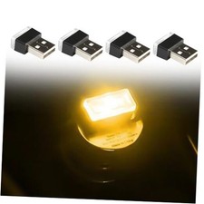 4PCS USB LED Car Interior Atmosphere Lamp, Led Lights for Car, Plug-in Yellow