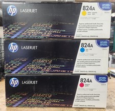 LOT OF 3 Genuine HP 824A CB381A/CB382A/CB383A Magenta/Cyan/Yellow Toner