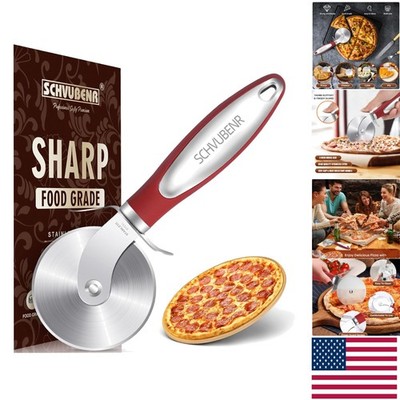 Stainless Steel Pizza Cutter Wheel - Ultra Sharp & Ergonomic Red Design