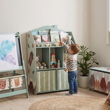 Qaba Kids Bookshelf with Storage, Children's Bookcase for Playroom, Green