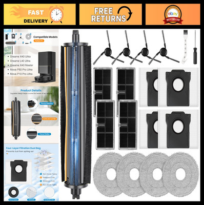 19 Pcs TriCut Brush Accessory Kit for Dreame X40 & Mova P10 Pro - Filters, Mop P