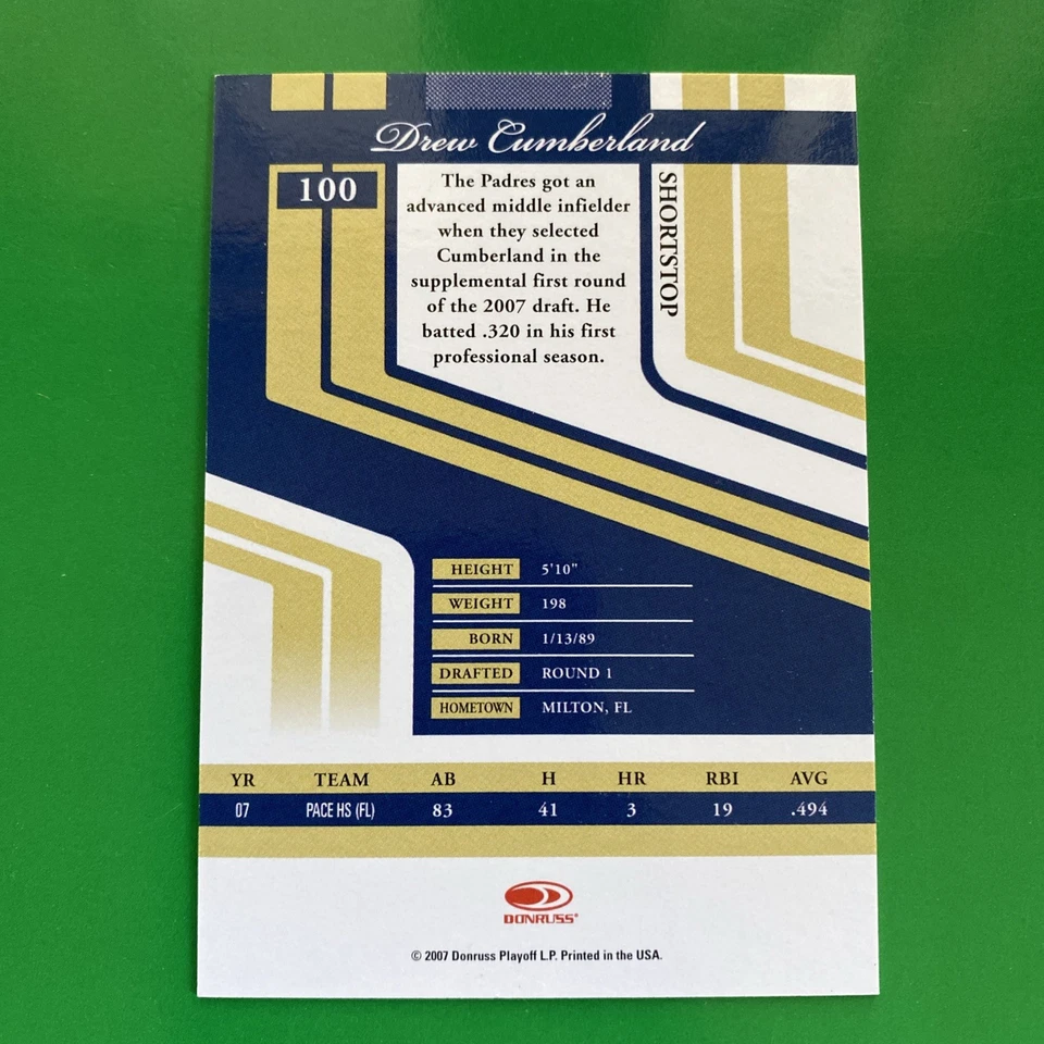 Drew Cumberland 2007 Donruss Elite Extra Edition Auto Card #100 LTD #492/744 - Image 3 of 3