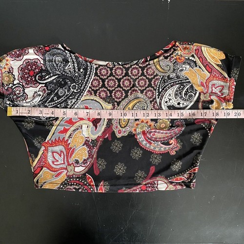 Paisley Crop Top Shirt Junior Größe M schwarz weiß rot gelb grau - Bild 4 von 6
