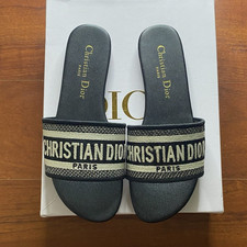 Dior Women s Fur Upper Slide Sandals Black/Be...