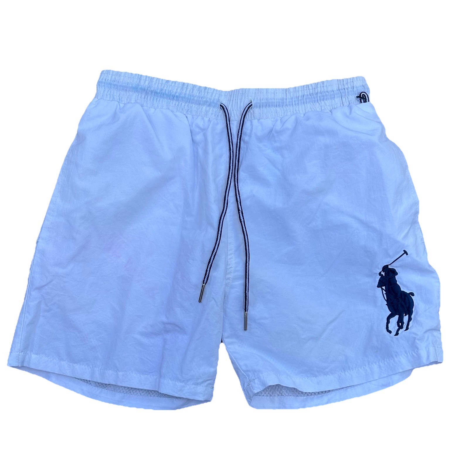 VTG Polo Ralph Lauren Big Pony White Nylon Swim Shorts Size Small