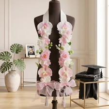 Bloom Floral Stole, Custom Handmade Pastel Floral Graduation Stole