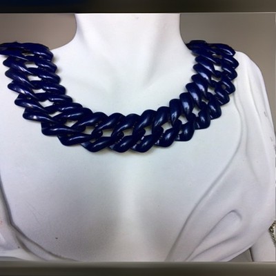 Vintage Napier s 50th Anniversary Enamel Blue Metal Chocker Necklace