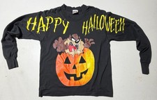 VTG 1996 Looney Tunes Taz Tasmanian Devil Halloween Pumpkin Long Sleeve Kids L