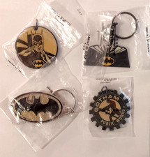 FOUR 4 VINTAGE 1990's DC COMICS BATMAN COLLECTIBLE ENAMEL KEYCHAINS - SEALED 