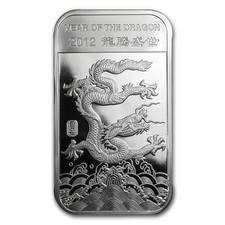 1 oz Silver Bar - APMEX (2012 Year of the Dragon) 88.87 per troy oz