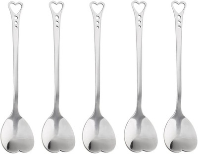 10-Piece Heart-Shaped Stainless Steel Dessert Spoon Set for Home, Restaurant, Ca