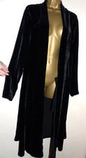 Eileen fisher black velvet silk blend unlined duster coat pockets size small