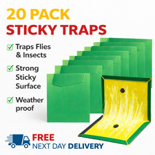20 Pack Sticky Pest Traps Sticky Glue Boards Large Foldable Extra Strong Sticky