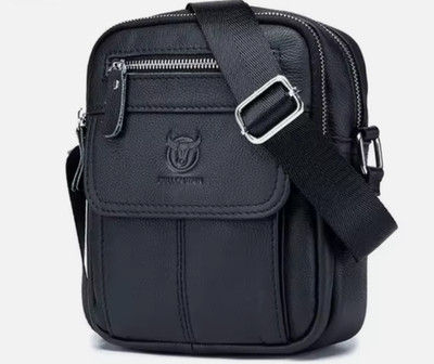 Herren Tasche Echtleder - großes Fassungsvermögen - Sport Chic Style schwarz