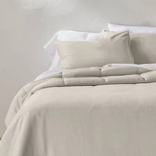 Full/Queen Heavyweight Linen Blend Comforter & Sham Set Natural