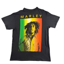 Zion Rootswear Bob Marley Graphic T-Shirt Black Rasta Reggae Mens Medium