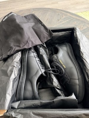 Saint Laurent Mens Brooklyn Andy Low Top Black Sneakers US Size 10/ EU Size 43