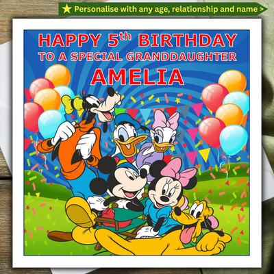 DISNEY personalisierte GEBURTSTAGSKARTE personalisieren Altersbeziehung Name
