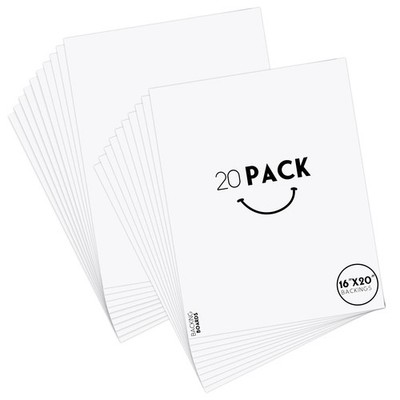 Golden State Art, 16x20 White Backing Board Pack of 20 Backing, white 
