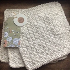 (3)Handmade Crochet 100% Cotton Dishcloths or Washcloths 8.5x8.5 in /Swan/New