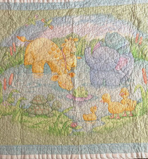 Vintage Cathy Heck Little Pond Crib Baby Quilt Comforter Blanket Bedding Gingham