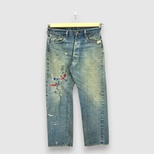 Vintage 70s Levi's 501 Ripped Selvedge Jeans Men's Button 6 Denim W34 L28