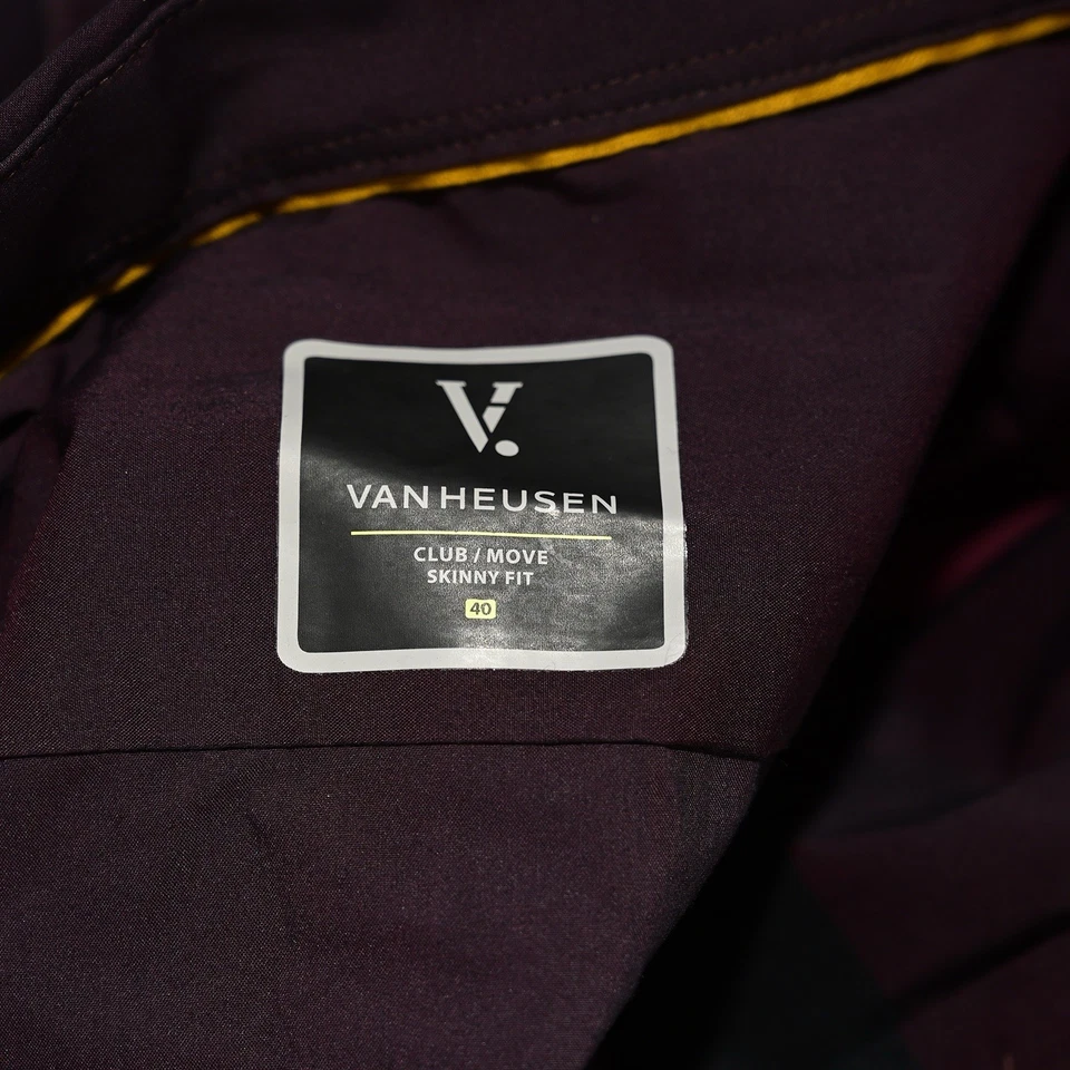 Camisa Van Heusen Para Hombre M/40 Club Move Calce Ajustado Rojo Bloques de Color Abotonada Foto 4 de 4